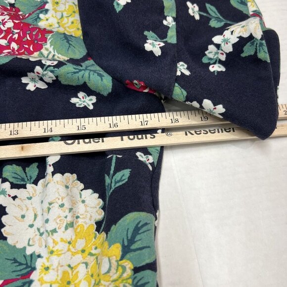 Draper James Womens L Dress Floral Ruffle Midi Blue Stretchy Knit Career Office - Picture 6 of 8